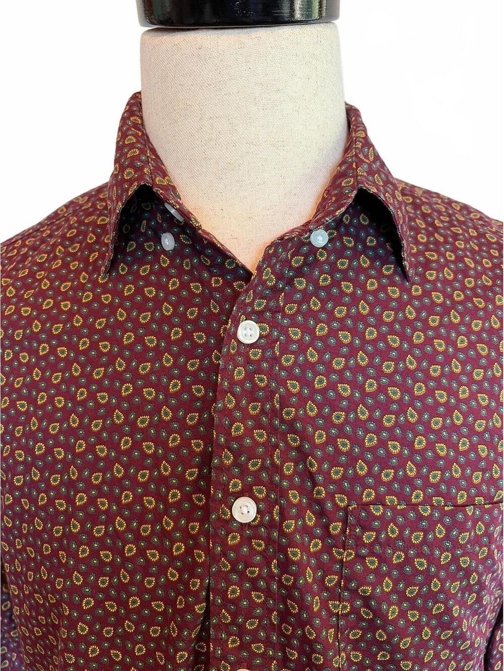 J.Crew Burgundy Paisley Button Down Shirt M Slim Fit Untucked Preppy Fall Ivy